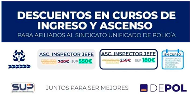 Descuentos en cursos de  ingreso y ascenso.