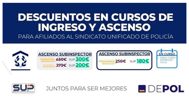 Descuentos en cursos de  ingreso y ascenso.