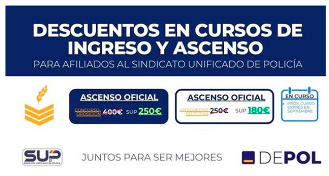 Descuentos en cursos de  ingreso y ascenso.