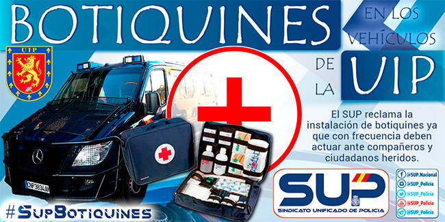 El SUP reclama la instalación de botiquines en los vehículos de la UIP