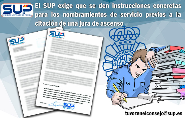 El SUP exige que se den instrucciones concretas para los nombramientos de servicio previos a la citación de una jura de ascenso