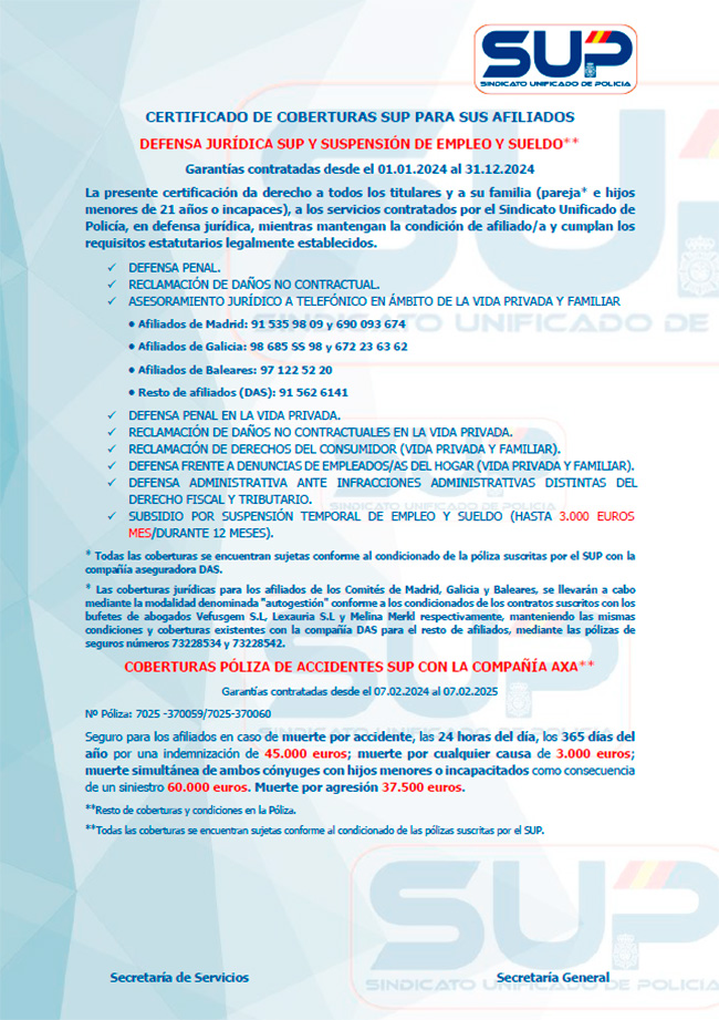 Certificado de coberturas