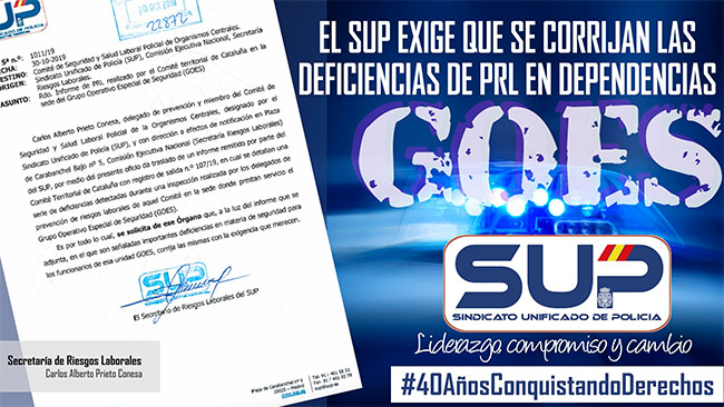 El SUP exige que se corrijan las deficiencias de PRL en dependencias GOES