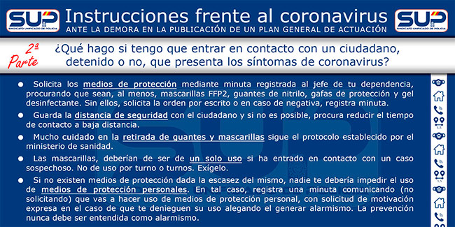Instrucciones frente al coronavirus