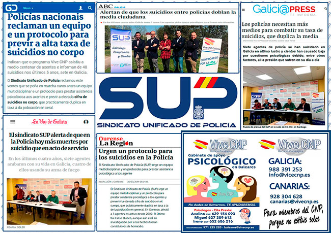El SUP alerta de que se necesitan más medios para combatir la tasa de suicidios en la Policía, que duplica la media